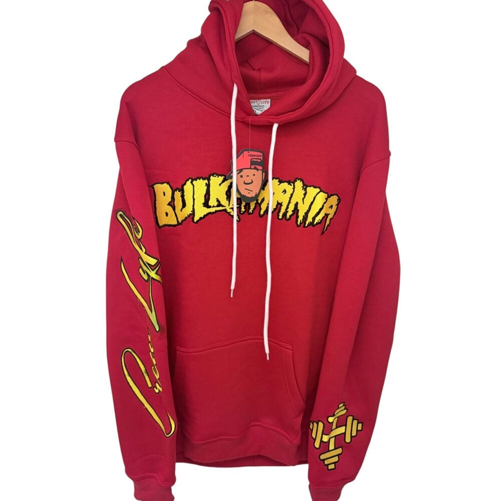 Crew Lyfe Bodybuilding and fitness Pullover Hoodie Men's XL Red Embroidered